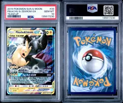 PSA 10 Pikachu & Zekrom GX 33/81 Sun & Moon Team Up Tag Team Pokemon English Gem - Image 3