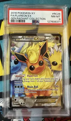 2016 Pokemon XY Generations Flareon EX Radiant Collection #RC28 PSA 8 - Image 1