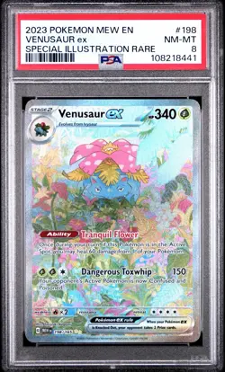 2023 POKEMON MEW EN-151 SPECIAL ILLUSTRATION RARE #198 VENUSAUR EX PSA 8 - Image 1