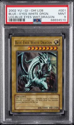 2002 YU-GI-OH! LOB-LEGEND OF BLUE EYES WHITE DRAGON BLUE-EYES WHITE DRAGON PSA 9 - Image 1