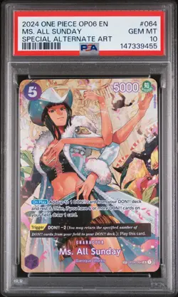 PSA 10 2024 ONE PIECE OP06 WINGS OF THE CAPTAIN MS. ALL SUNDAY 064 ONE PIECE - Image 1