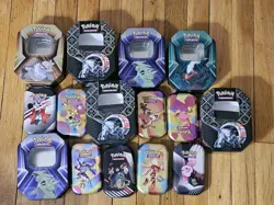 Pokemon Tin Lot of 15 Assorted Sizes EMPTY Metal Tin Card Storage - Image 1