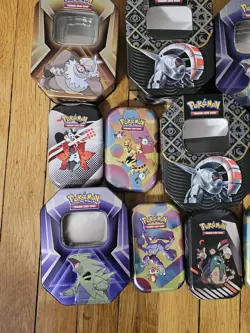 Pokemon Tin Lot of 15 Assorted Sizes EMPTY Metal Tin Card Storage - Image 2