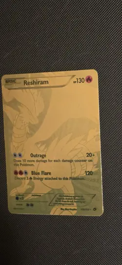 Pokemon TCG Reshiram Full Art Secret Rare Holo Card 114/113 Legendary Treasures - Image 3
