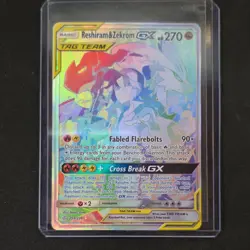 Pokemon Card - SM-Cosmic Eclipse 259/236 Reshiram & Zekrom GX Rainbow Rare Holo… - Image 1