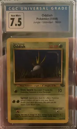 Pokemon TCG Oddish Jungle 1st Edition Common Card 58/64 CGC 7.5 Near Mint - Image 1