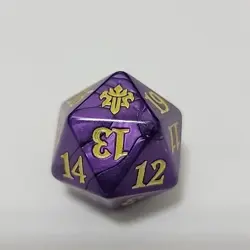 Throne Of Eldraine Purple gold Oversized Spindown Die MTG counter life dice - Image 1
