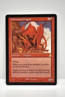MAGIC THE GATHERING, COVETOUS DRAGON, URZA'S DESTINY, NM, NEVER BEEN PLAYED - Image 1