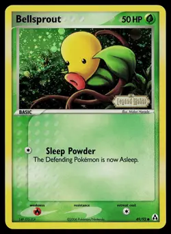 Pokemon Card - Bellsprout Legend Maker 49/92 Common Reverse Holo STAMPED SWIRL - Image 1