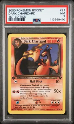 2000 POKEMON ROCKET #21 DARK CHARIZARD 1ST EDITION PSA 7 Near Mint - Image 1