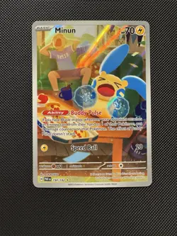 Pokemon TCG Minun 194/182 Sv04: Paradox Rift Illustration Rare Near Mint - Image 1