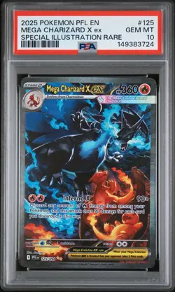 2025 POKEMON PFL EN-PHANTASMAL FLAMES #125 MEGA CHARIZARD X EX PSA 10 - Image 1