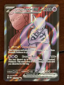 Pokemon Destined Rivals Team Rocket’s Mewtwo Ex 213/182 Ultra Rare Holo - Image 1