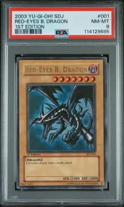 Yu-Gi-Oh! 2003 Red-Eyes B. Dragon SDJ-001 1st Edition Starter Deck Joey PSA 8 - Image 1