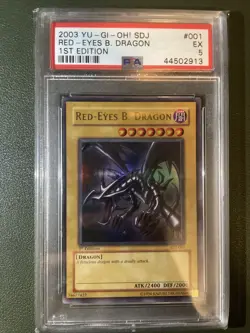 2003 Yu-Gi-Oh! 1st Edition Red-Eyes Black Dragon SDJ-001 PSA EX 5 *In Hand* - Image 1