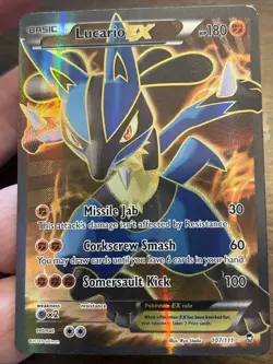 Pokemon TCG Lucario EX Holo Full Art Ultra Rare Card Furious Fists 107/111 Foil - Image 1