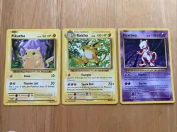 XY Evolutions Pokemon 3 Card Lot Non Holo Pikachu, Raichu, Mewtwo - Image 1