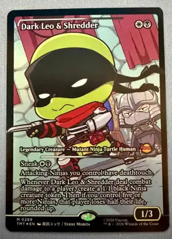 Dark Leo & Shredder (Showcase) Foil #0289 - TMNT MTG - PACK FRESH - Image 1