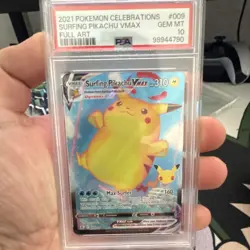 Pokemon: Surfing Pikachu VMAX No.009/025 Celebrations Full Art Holo PSA 10 Engl… - Image 2