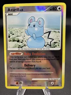 Pokemon TCG Azurill 69/130 Diamond and Pearl Reverse Holo - Lightly Damaged - Image 1