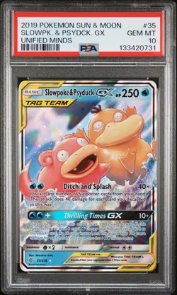 Slowpoke & Psyduck Gx 35/236 Unified Minds Pokemon PSA 10 - Image 1