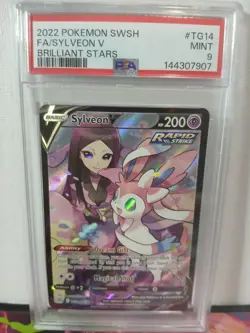 2022 POKEMON SWORD & SHIELD BRILLIANT STARS #TG14 FULL ART/SYLVEON V PSA 9 - Image 1