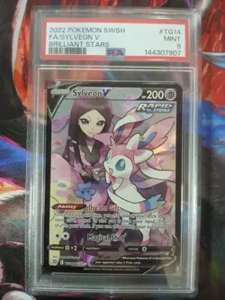 2022 POKEMON SWORD & SHIELD BRILLIANT STARS #TG14 FULL ART/SYLVEON V PSA 9 - Image 3