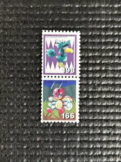 Murkrow & Liden Pokemon Stamp Card Japanese Shogakukan Nintendo Game Anime - Image 1
