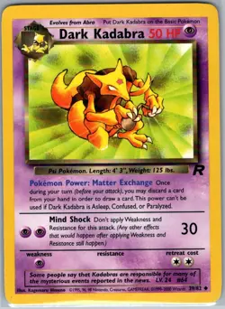 Dark Kadabra 39/82 Non Holo Team Rocket - Pokemon Card - NM - Image 1