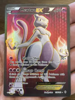 Pokemon Mewtwo-EX TCG Full Art Ultra Rare Holo Card Breakthrough 158/162 - Image 1