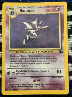 Pokemon Haunter Holo Rare Fossil Unlimited 6/62 Card 1999 Wizards of the Coast - Image 1