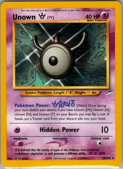 Unown [W] 29/105 Non Holo Neo Destiny - Pokemon Card - NM - Image 1