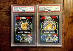 1997 PIKACHU & RAICHU POCKET MONSTERS SEALDASS PRISM SEQUENTIAL PSA 8 🔥📈 - Image 1