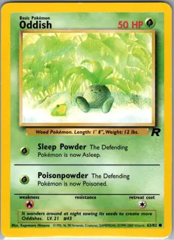 Oddish 63/82 Non Holo Team Rocket - Pokemon Card - NM - Image 1