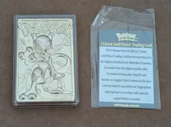 Pokemon 23K Gold Plated Mewtwo Trading Card 1999 Burger King w/ Authenticity Crt - Image 1