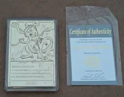 Pokemon 23K Gold Plated Mewtwo Trading Card 1999 Burger King w/ Authenticity Crt - Image 2