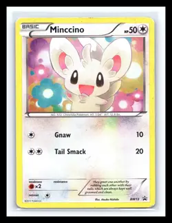 💥 Minccino BW13 Black & White Holo PROMO W/SWIRL RARE POKEMON 2011 - Image 1