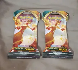 Two Darkness Ablaze Sleeved Booster Pack Pokemon TCG New & Sealed Charizard Art - Image 1