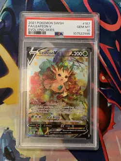 Pokemon Leafeon V Full Art Holo Ultra Rare SWSH07 Evolving Skies 167/203 PSA 10 - Image 1