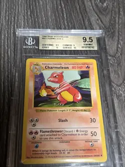 1999 Charmeleon Pokemon Base Set Shadowless 24/102 Beckett 9.5 GEM MINT - Image 2