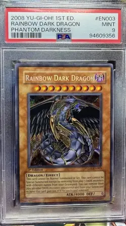 Yugioh Rainbow Dark Dragon PTDN-EN003 Secret 1st Ed PSA 9 Mint - Image 1