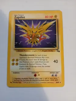 Pokemon TCG Zapdos Fossil Unlimited Rare Card 30/62 - Image 1