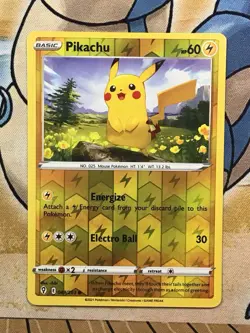 Pikachu REVERSE HOLO card 49/203 Sword & Shield Evolving Skies 2021 Pokemon TCG - Image 1