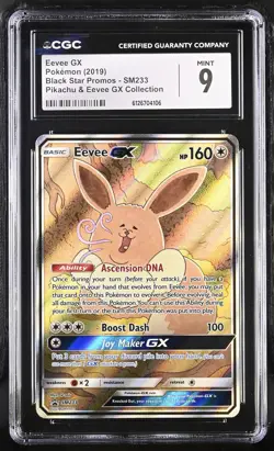 CGC 9 MINT Eevee GX 2019 Black Star Promos SM233 Pokemon Card - Image 1