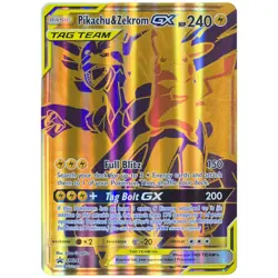 Pikachu & Zekrom GX SM248 Gold Tag Team Black Star Promo Card Near-Mint☆ - Image 1