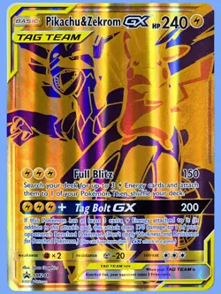Pikachu & Zekrom GX SM248 Gold Tag Team Black Star Promo Card Near-Mint☆ - Image 2