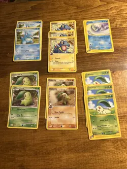 Chikorita and Totodile Pokemon 13 Card Lot (ex Dragon Frontiers & E Card Series) - Image 1