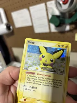 Pokemon Card Pichu 59/106 Emerald Stamped Holo - Image 5