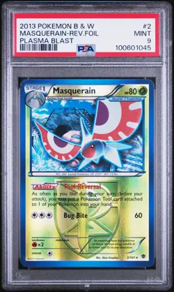 PSA 9 Masquerain Rev Holo #2 Pokemon B&W Plasma Blast 2013. POP 5 - Image 1
