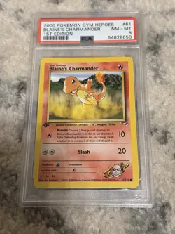 Blaine’s Charmander #61 PSA 8 2000 Gym Heroes 1st Edition - Image 1